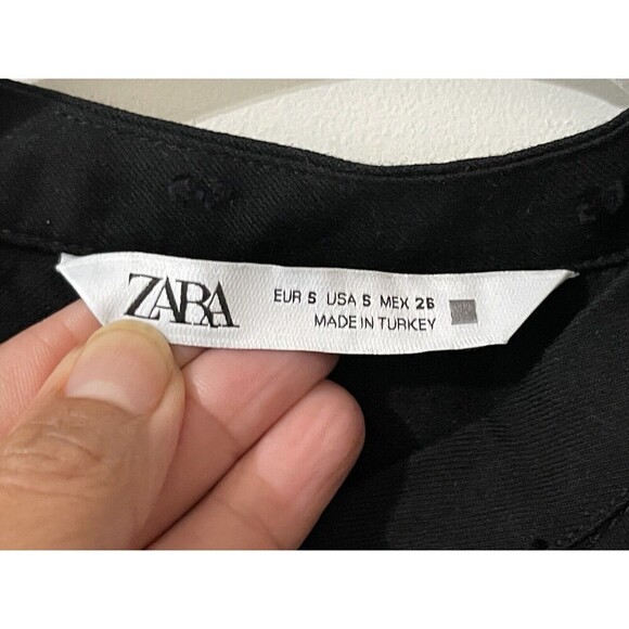 Zara Women’s Small Black Tiered Ruffle Long Sleeve Dress Babydoll - Picture 7 of 10